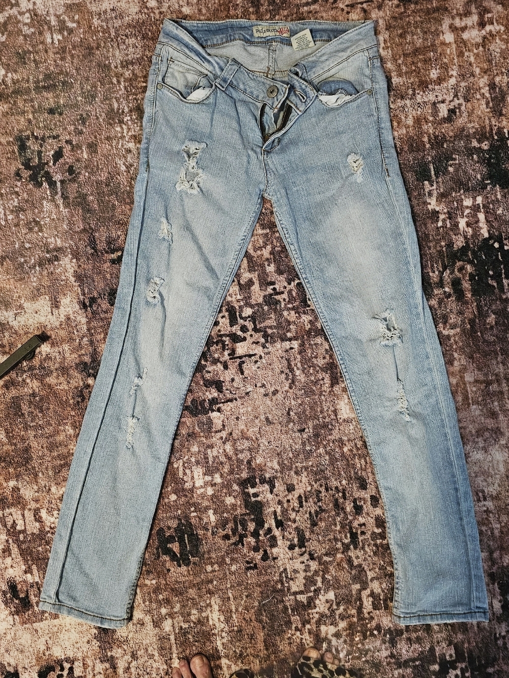 Paris Blues Light Blue Distressed Skinny Jeans